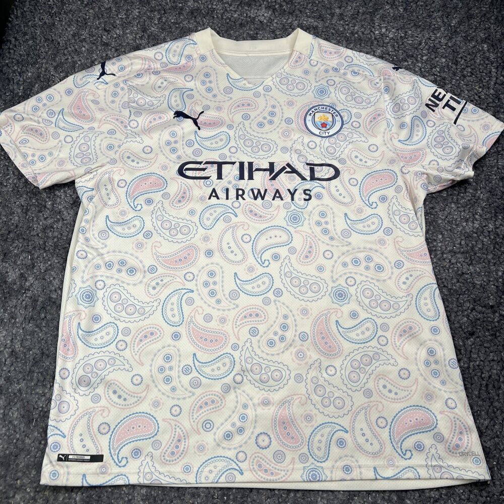 2021 Puma Manchester City Third Kit Paisley Whisper White/pink/blue Men’s XXL